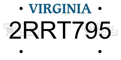 2RRT795 Virginia License Plate