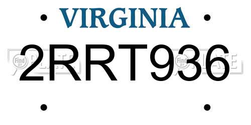 2RRT936 Virginia License Plate