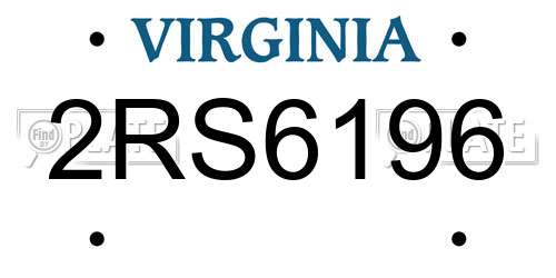 2RS6196 Virginia License Plate