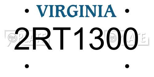 2RT1300 Virginia License Plate