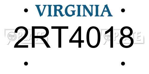 2RT4018 Virginia License Plate