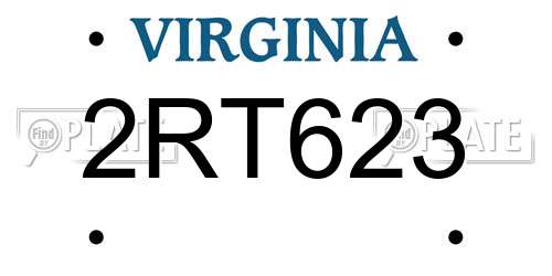 2RT623 Virginia License Plate