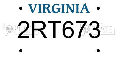 2RT673 Virginia License Plate