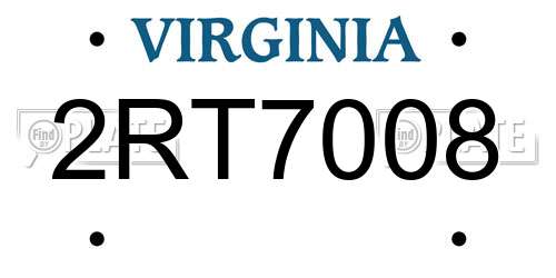 2RT7008 Virginia License Plate