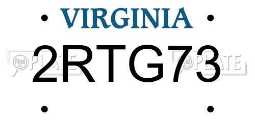 2RTG73 Virginia License Plate