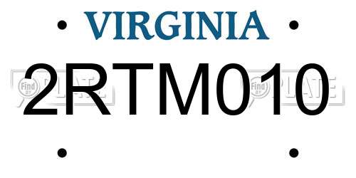 2RTM010 Virginia License Plate