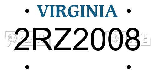 2RZ2008 Virginia License Plate