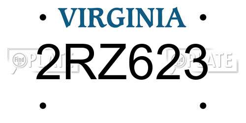 2RZ623 Virginia License Plate