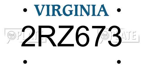 2RZ673 Virginia License Plate