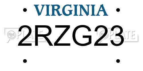 2RZG23 Virginia License Plate