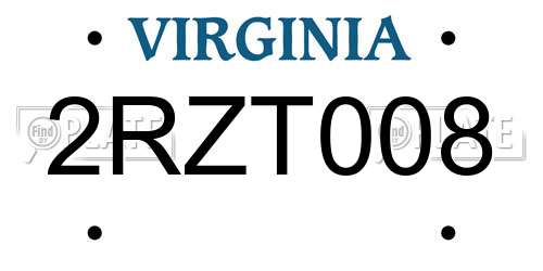 2RZT008 Virginia License Plate
