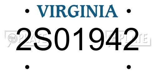 2S01942 Virginia License Plate