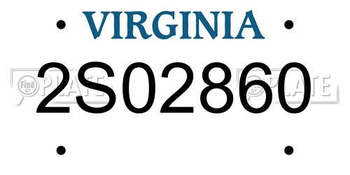 2S02860 Virginia License Plate