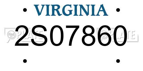 2S07860 Virginia License Plate