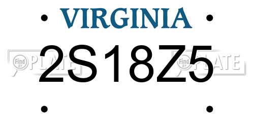 2S18Z5 Virginia License Plate