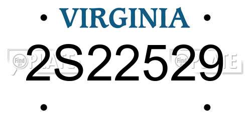 2S22529 Virginia License Plate