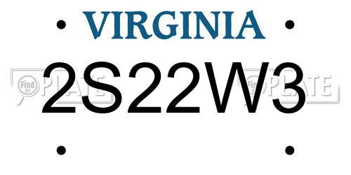 2S22W3 Virginia License Plate