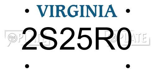 2S25R0 Virginia License Plate