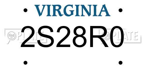 2S28R0 Virginia License Plate