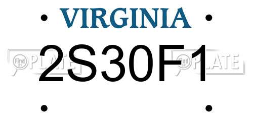 2S30F1 Virginia License Plate
