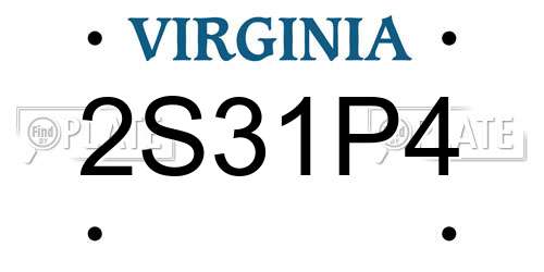 2S31P4 Virginia License Plate