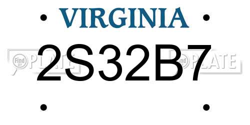 2S32B7 Virginia License Plate