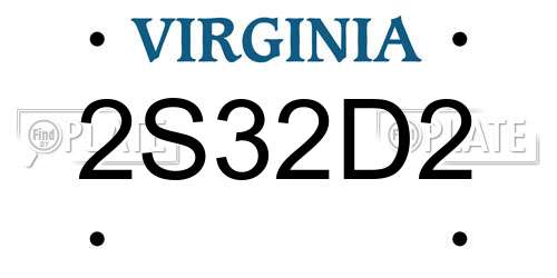 2S32D2 Virginia License Plate