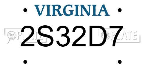 2S32D7 Virginia License Plate
