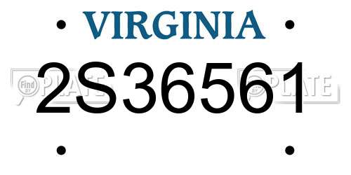 2S36561 Virginia License Plate