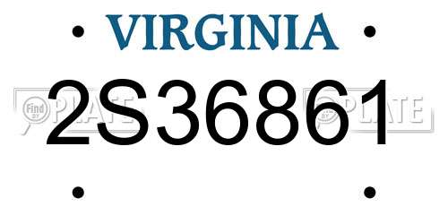 2S36861 Virginia License Plate