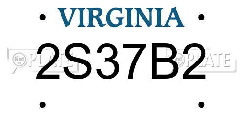 2S37B2 Virginia License Plate