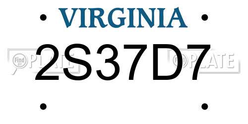 2S37D7 Virginia License Plate
