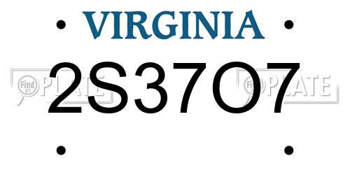 2S37O7 Virginia License Plate