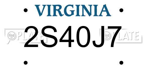 2S40J7 Virginia License Plate