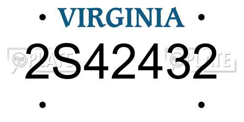 2S42432 Virginia License Plate