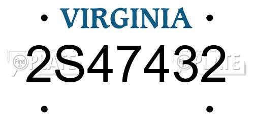 2S47432 Virginia License Plate