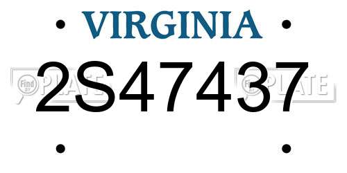 2S47437 Virginia License Plate