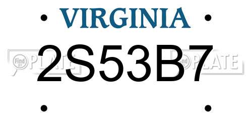 2S53B7 Virginia License Plate
