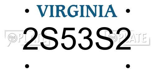 2S53S2 Virginia License Plate