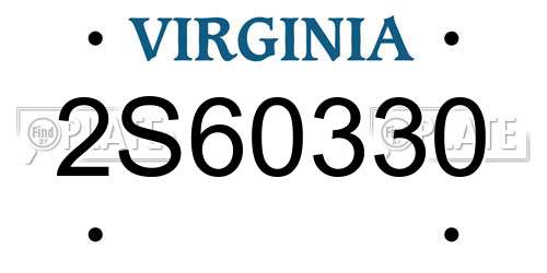 2S60330 Virginia License Plate