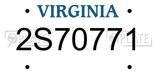 2S70771 Virginia License Plate