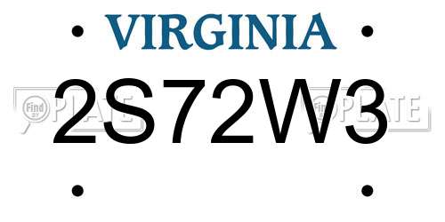 2S72W3 Virginia License Plate