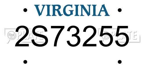 2S73255 Virginia License Plate
