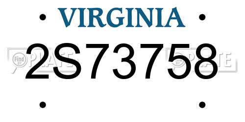 2S73758 Virginia License Plate