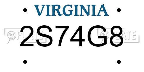 2S74G8 Virginia License Plate