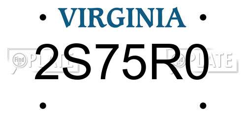 2S75R0 Virginia License Plate