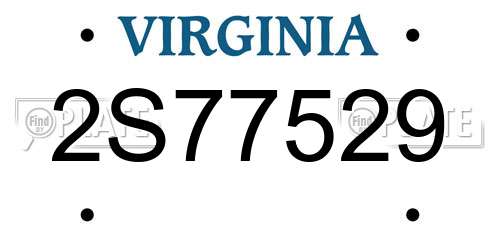 2S77529 Virginia License Plate