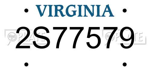 2S77579 Virginia License Plate