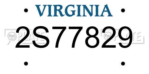 2S77829 Virginia License Plate