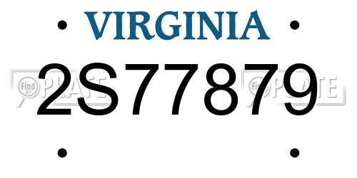 2S77879 Virginia License Plate